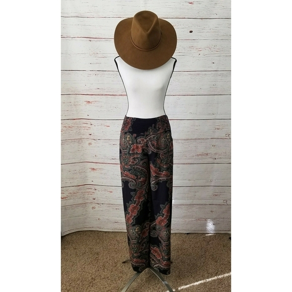 Voom by Joy Han Pants - JOY HAN // high waist silky paisley wide leg pants